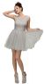Floral Bust Babydoll Short Tulle Homecoming Party Dress in Silver